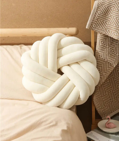 Velvet Ball Knot Cushion Handmade Knotted Pillow