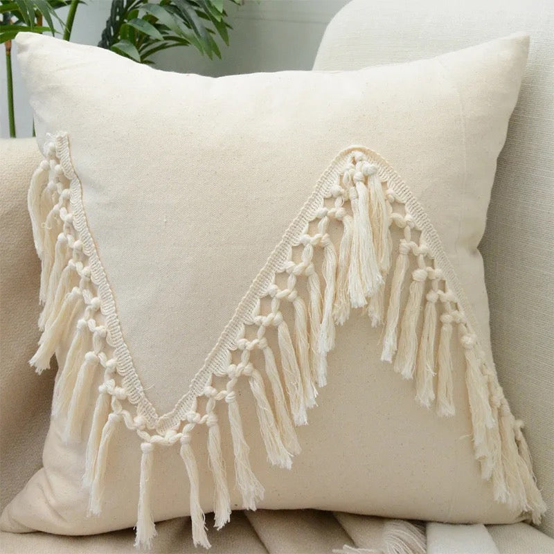 Boho Decorative Throw Pillow Covers With Tassel For Couch Bed Sofa