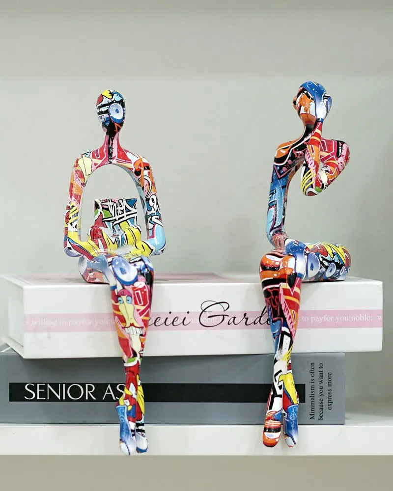 Graffiti Abstract Figurine Modern Pop Art Sculpture Interior Home Decoration Living Room Bookshelf Desk Decor Accessories