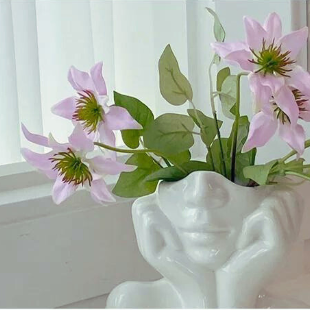 White ceramics vases face vase Pots Decoration home