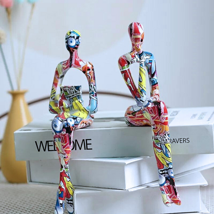 Infuse Boho Style and modern minimal design into your decor with this Graffiti Abstract Figurine. This modern pop art sculpture adds an eclectic touch to any space, making it perfect for a bedroom boho style, boho living room, or as a unique accent on your bookshelf or desk. Ideal for white decor and bohemian decor lovers seeking a standout piece