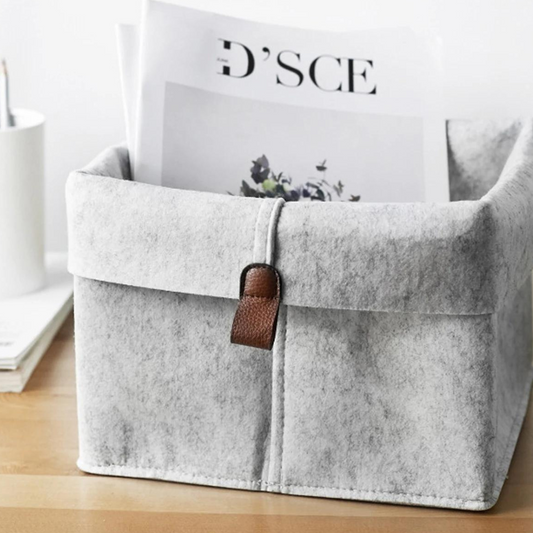 1pc Nordic Felt Storage Basket Living Room Tea Table Black Gray Sundries Storage Basket Cloth Felt Storage Box Bedroom Socks